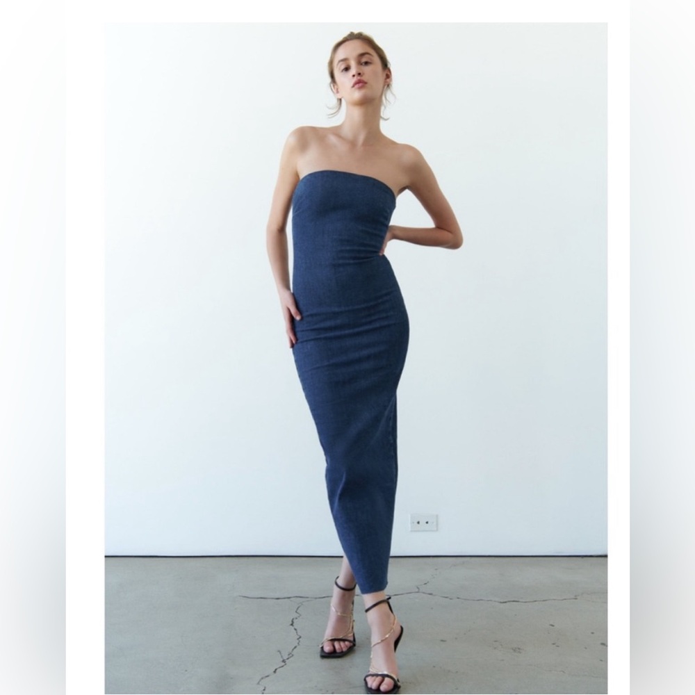 Zara Denim Strapless Dress Medium 2023 Season